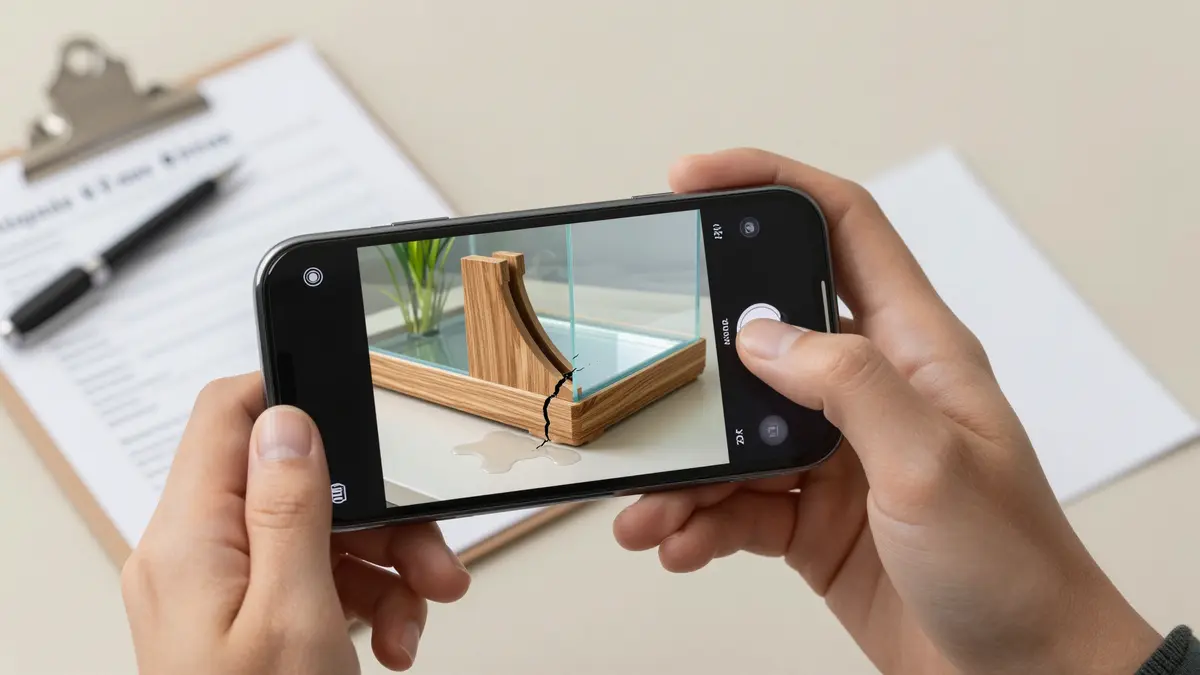 Documenting aquarium stand failure insurance claim with a smartphone
