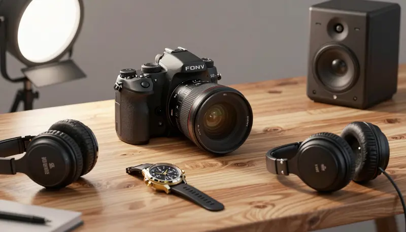 High-value hobby equipment including a professional camera and vintage watch illustrating how insurance sublimits affect hobby equipment claims.